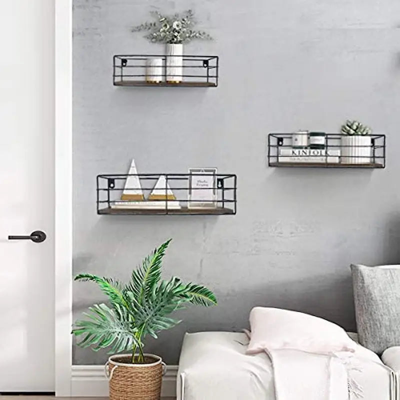 CRUGLA Floating Shelves Wall Mounted Set of 3, Hanging Storage Wall Shelf for Bathroom, Living Room, Bedroom, Kitchen Home