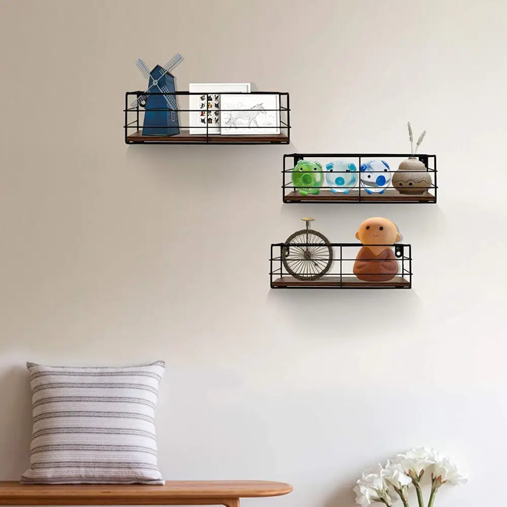 CRUGLA Floating Shelves Wall Mounted Set of 3, Hanging Storage Wall Shelf for Bathroom, Living Room, Bedroom, Kitchen Home