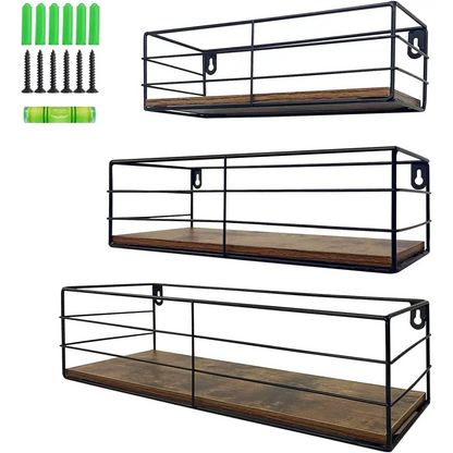 CRUGLA Floating Shelves Wall Mounted Set of 3, Hanging Storage Wall Shelf for Bathroom, Living Room, Bedroom, Kitchen Home