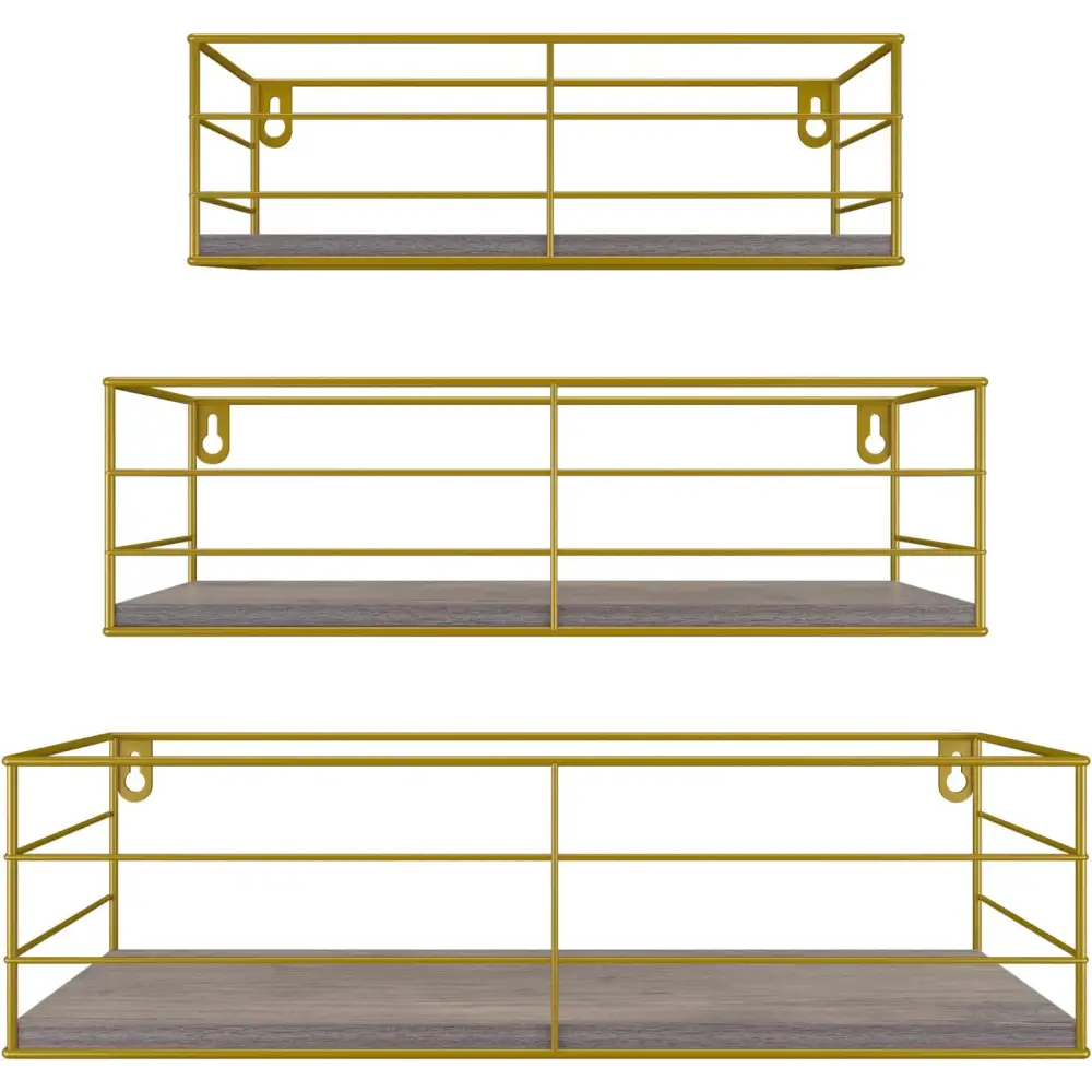 CRUGLA Floating Shelves Wall Mounted Set of 3, Hanging Storage Wall Shelf for Bathroom, Living Room, Bedroom, Kitchen Home