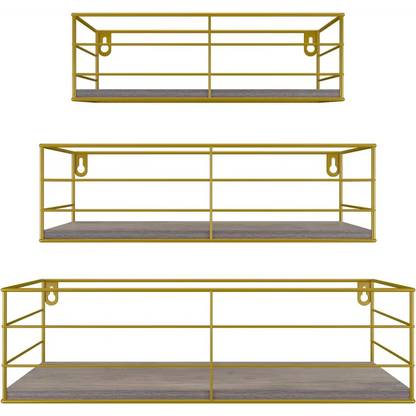 CRUGLA Floating Shelves Wall Mounted Set of 3, Hanging Storage Wall Shelf for Bathroom, Living Room, Bedroom, Kitchen Home