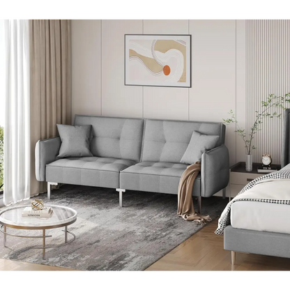 Yaheetech Sleeper Sofa Couch Bed Convertible Sofa Modern Futon Couches Sofas Bed Fold up and down Linen Fabric Recliner Couch for Living Room Gray