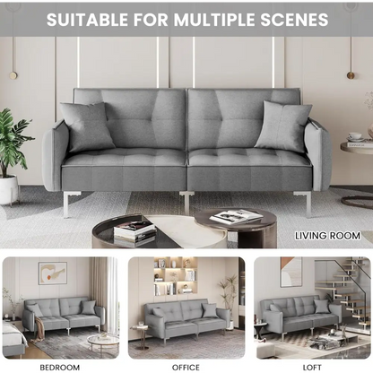 Yaheetech Sleeper Sofa Couch Bed Convertible Sofa Modern Futon Couches Sofas Bed Fold up and down Linen Fabric Recliner Couch for Living Room Gray