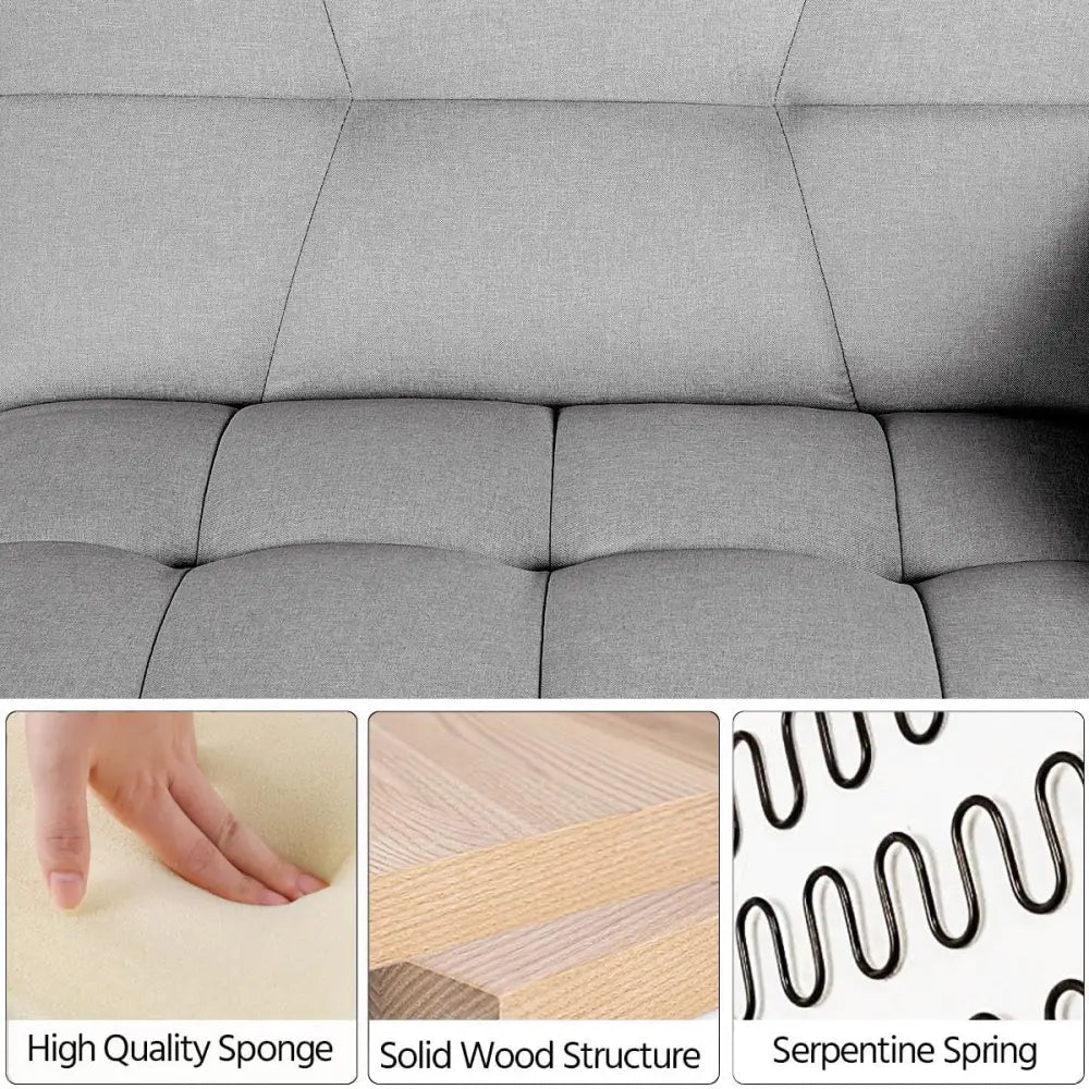 Yaheetech Sleeper Sofa Couch Bed Convertible Sofa Modern Futon Couches Sofas Bed Fold up and down Linen Fabric Recliner Couch for Living Room Gray
