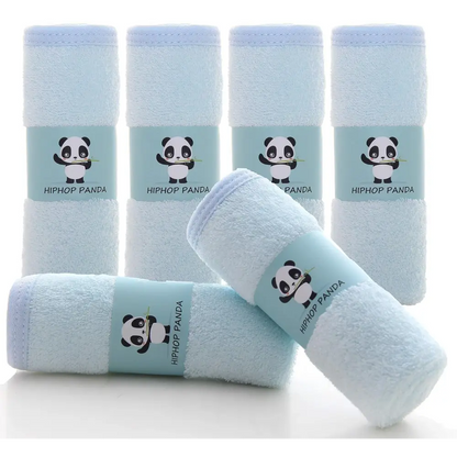 Light blue microfiber towel with panda design and Hiphop Panda text for soft comfort
