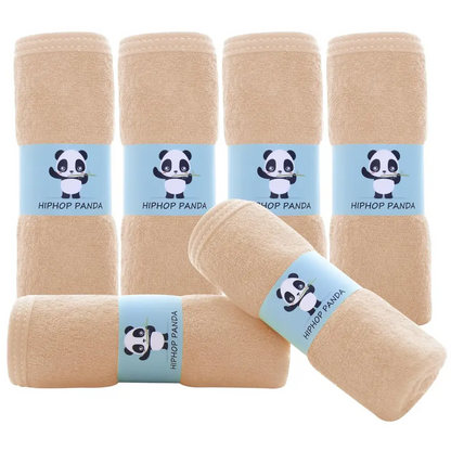 Beige fleece blanket with Panda design and Hiphop Panda text on microfiber towel