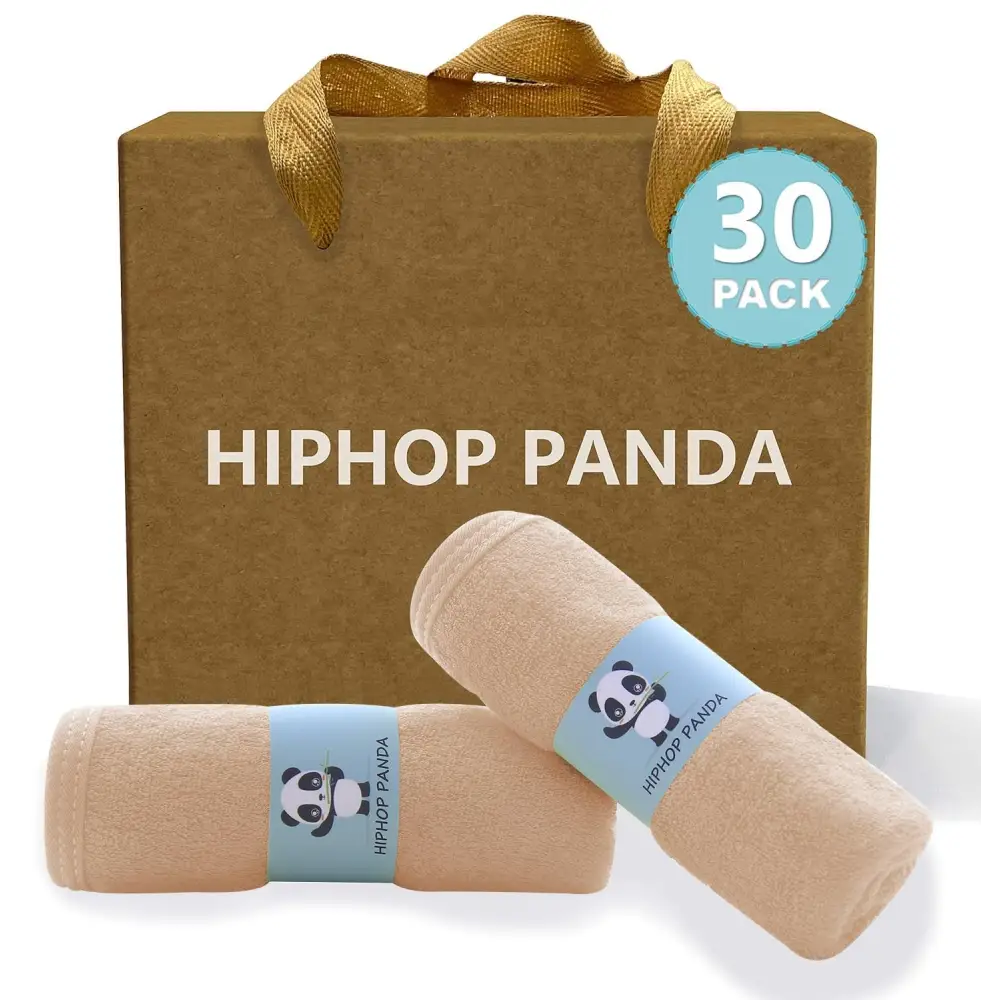 30-pack beige microfiber cleaning cloths with panda design from Hiphop Panda Gray Towel