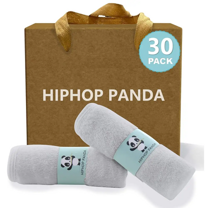30-pack HipHop Panda gray microfiber bamboo rayon cotton towels with panda logo