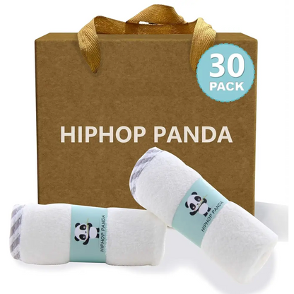 30-pack HipHop Panda socks with panda design and gray stripes on white background
