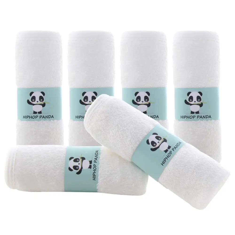 White plush baby blanket with panda design and Hiphop Panda text in microfiber bamboo rayon