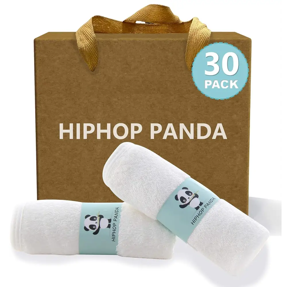 30-pack white microfiber cleaning cloths with panda design for Hiphop Panda Gray Towel