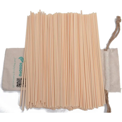 Reed Diffuser Sticks, Jecnovo Pack of 100 Fiber Sticks with Handmade Linen Bag, Safe and Non-Toxic, 9 Inches Long 3Mm Diameter Aromatherapy Diffusers for Home, Spa and Office(Beige)
