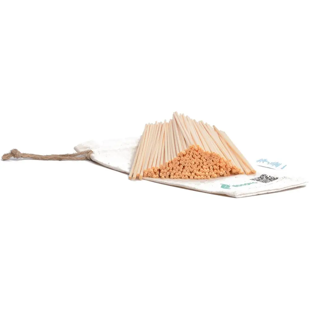 Reed Diffuser Sticks, Jecnovo Pack of 100 Fiber Sticks with Handmade Linen Bag, Safe and Non-Toxic, 9 Inches Long 3Mm Diameter Aromatherapy Diffusers for Home, Spa and Office(Beige)