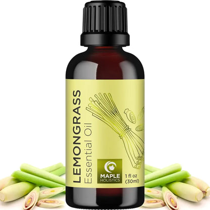 30ml Lemongrass Essential Oil Bottle with Black Cap and Green Label