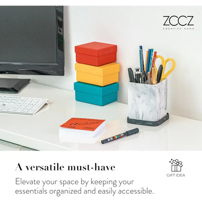 Colorful Zccz storage boxes with modern marble-like base for Marble Toothbrush Holder