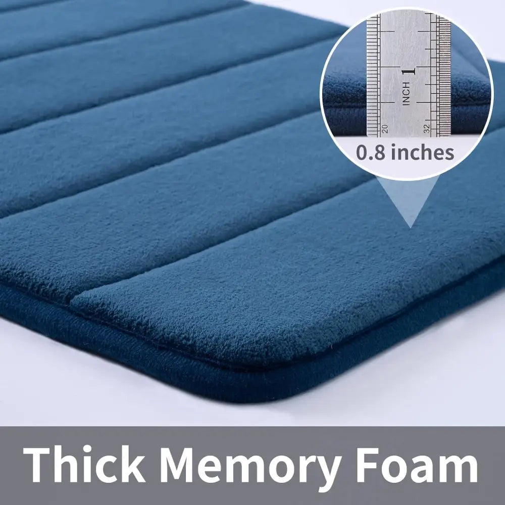 Blue memory foam mattress topper with ribbed support design and 0.8 inch thickness