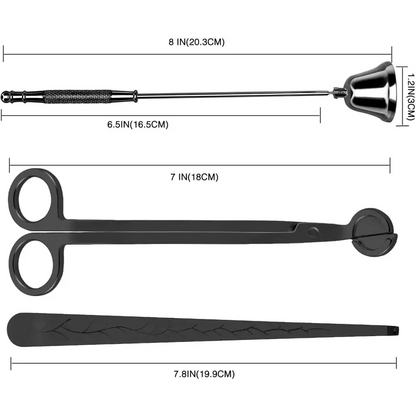 DANGSHAN 3 in 1 Candle Accessory Set - Wick Trimmer, Snuffer, Dipper with Gift Package for Candle Lovers (Black)