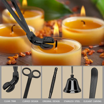 DANGSHAN 3 in 1 Candle Accessory Set - Wick Trimmer, Snuffer, Dipper with Gift Package for Candle Lovers (Black)