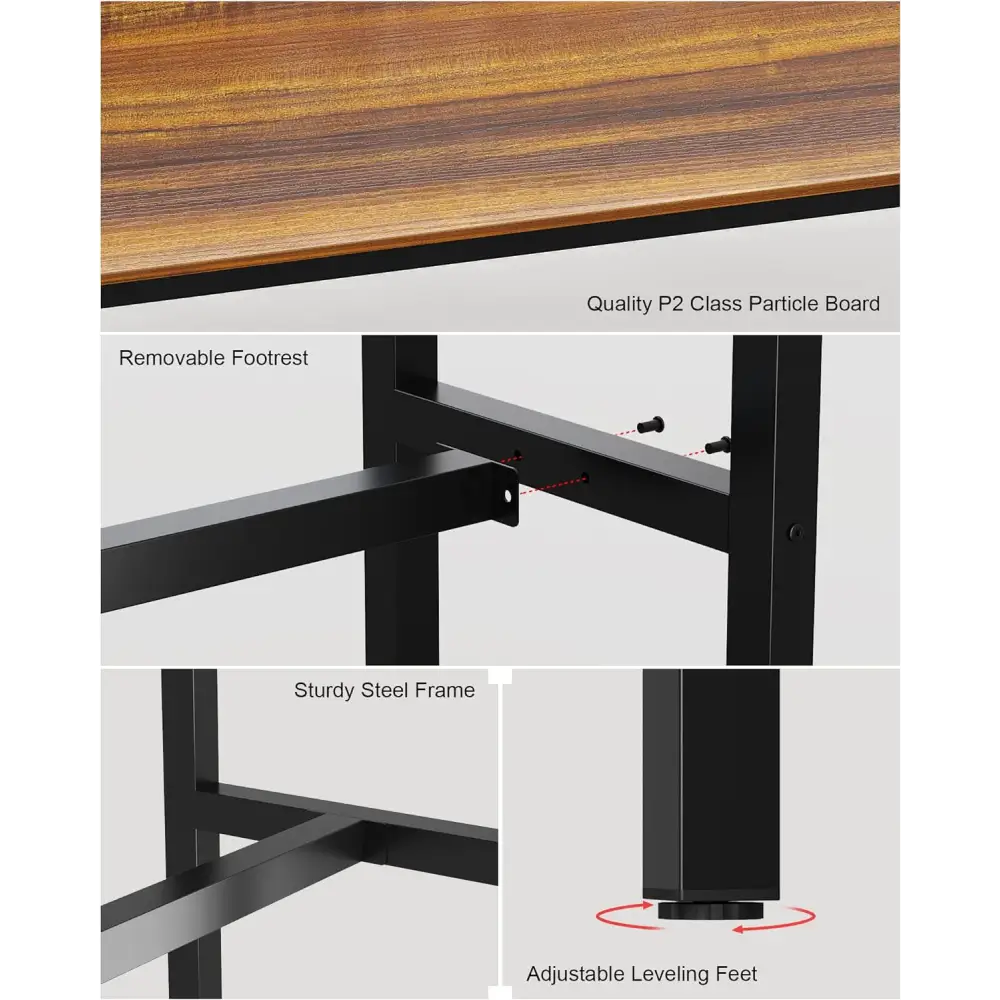 Teraves Bar Table, Bar Height Pub Table, Counter Height Table with Sturdy Metal Frame, Rectangular High Top Table for Kitchen & Dining, Living Room (47.24", Teak)