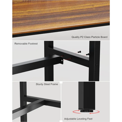 Teraves Bar Table, Bar Height Pub Table, Counter Height Table with Sturdy Metal Frame, Rectangular High Top Table for Kitchen & Dining, Living Room (47.24", Teak)