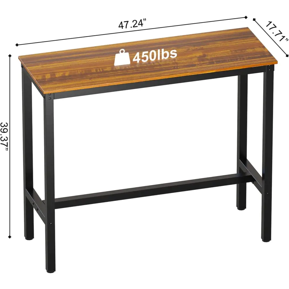 Teraves Bar Table, Bar Height Pub Table, Counter Height Table with Sturdy Metal Frame, Rectangular High Top Table for Kitchen & Dining, Living Room (47.24", Teak)