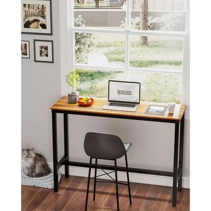 Teraves Bar Table, Bar Height Pub Table, Counter Height Table with Sturdy Metal Frame, Rectangular High Top Table for Kitchen & Dining, Living Room (47.24", Teak)