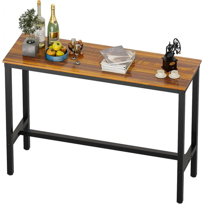 Teraves Bar Table, Bar Height Pub Table, Counter Height Table with Sturdy Metal Frame, Rectangular High Top Table for Kitchen & Dining, Living Room (47.24", Teak)