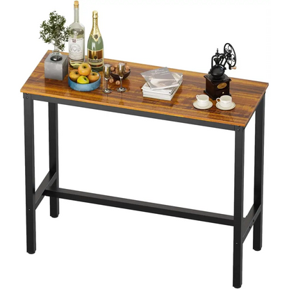 Teraves Bar Table, Bar Height Pub Table, Counter Height Table with Sturdy Metal Frame, Rectangular High Top Table for Kitchen & Dining, Living Room (47.24", Teak)